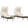 Image de vidaXL Bains de soleil 2 pcs. avec toit et table brun Poly rotin