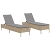 Image de vidaXL Bains de soleil avec coussins 2 pcs. Beige Poly Rattan