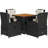 Image de vidaXL Ensemble de jardin 5 pièces avec coussins Noir Poly Rattan