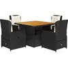 Image de vidaXL Ensemble de jardin 5 pièces avec coussins Noir Poly Rattan