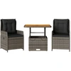 Image de vidaXL Ensemble Bistro 3 pièces avec coussins Gris Poly Rattan