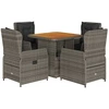 Image de vidaXL Ensemble de jardin 5 pièces avec coussins Gris Poly rotin