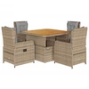Image de vidaXL Salon de jardin 5 pièces avec coussins Beige Poly Rattan