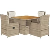 Image de vidaXL Salon de jardin 5 pièces avec coussins Beige Poly Rattan