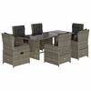 Image de vidaXL Ensemble de jardin 7 pièces avec coussins Gris Poly rotin
