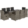 Image de vidaXL Salon de jardin 9 pièces avec coussins Gris Poly Rattan