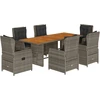 Image de vidaXL Ensemble de jardin 7 pièces avec coussins Gris Poly rotin