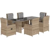 Image de vidaXL Ensemble de jardin 7 pièces avec coussins Beige Poly rotin