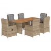 Image de vidaXL Ensemble de jardin 7 pièces avec coussins Beige Poly rotin