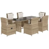 Image de vidaXL Ensemble de jardin 7 pièces avec coussins Beige Poly rotin