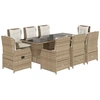 Image de vidaXL Salon de jardin 9 pièces avec coussins Beige Poly Rattan