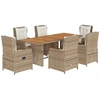 Image de vidaXL Ensemble de jardin 7 pièces avec coussins Beige Poly rotin