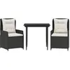 Image de vidaXL Ensemble de jardin 3 pièces avec coussins Noir Poly Rattan