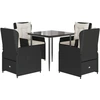 Image de vidaXL Ensemble de jardin 5 pièces avec coussins Noir Poly Rattan