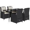 Image de vidaXL Ensemble de jardin 5 pièces avec coussins Noir Poly Rattan