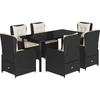 Image de vidaXL Ensemble de jardin 7 pièces avec coussins Noir Poly Rattan
