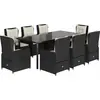 Image de vidaXL Salon de jardin 9 pièces avec coussins noir poly rotin