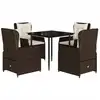 Image de vidaXL Ensemble de jardin 5 pièces avec coussins Marron Poly rotin