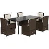 Image de vidaXL Ensemble de jardin 7 pièces avec coussins Marron Poly rotin