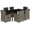 Image de vidaXL Ensemble de jardin 7 pièces avec coussins Gris Poly rotin