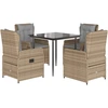 Image de vidaXL Salon de jardin 5 pièces avec coussins Beige Poly Rattan
