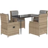 Image de vidaXL Salon de jardin 5 pièces avec coussins Beige Poly Rattan