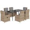 Image de vidaXL Ensemble de jardin 7 pièces avec coussins Beige Poly rotin