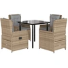Image de vidaXL Salon de jardin 5 pièces avec coussins Beige Poly Rattan