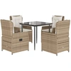 Image de vidaXL Salon de jardin 5 pièces avec coussins Beige Poly Rattan