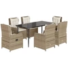 Image de vidaXL Ensemble de jardin 7 pièces avec coussins Beige Poly rotin