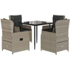 Image de vidaXL Salon de jardin 5 pièces avec coussins gris clair Poly rotin