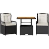 Image de vidaXL Ensemble de jardin 3 pièces avec coussins Noir Poly Rattan