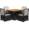 Image de vidaXL Ensemble de jardin 5 pièces avec coussins Noir Poly Rattan