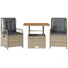 Image de vidaXL Ensemble de jardin 3 pièces avec coussins Beige Poly Rattan