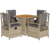 Image de vidaXL Salon de jardin 5 pièces avec coussins Beige Poly Rattan