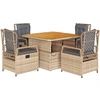 Image de vidaXL Salon de jardin 5 pi ¨ces avec coussins Beige Poly Rattan