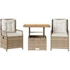 Image de vidaXL Ensemble de jardin 3 pièces avec coussins Beige Poly Rattan