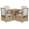 Image de vidaXL Salon de jardin 5 pièces avec coussins Beige Poly Rattan