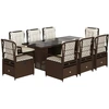 Image de vidaXL Salon de jardin 9 pièces avec coussins Marron Poly rotin