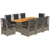 Image de vidaXL Salon de jardin 9 pièces avec coussins Gris Poly Rattan