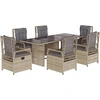 Image de vidaXL Ensemble de jardin 7 pièces avec coussins Beige Poly rotin