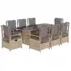 Image de vidaXL Salon de jardin 9 pièces avec coussins Beige Poly Rattan
