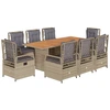 Image de vidaXL Salon de jardin 9 pièces avec coussins Beige Poly Rattan