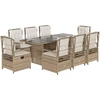 Image de vidaXL Salon de jardin 9 pièces avec coussins Beige Poly Rattan