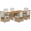 Image de vidaXL Ensemble de jardin 7 pièces avec coussins Beige Poly rotin