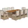 Image de vidaXL Salon de jardin 9 pièces avec coussins Beige Poly Rattan