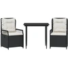 Image de vidaXL Ensemble de jardin 3 pièces avec coussins Noir Poly Rattan