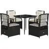 Image de vidaXL Ensemble de jardin 5 pièces avec coussins Noir Poly Rattan