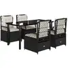 Image de vidaXL Ensemble de jardin 5 pièces avec coussins Noir Poly Rattan