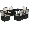 Image de vidaXL Ensemble de jardin 7 pièces avec coussins Noir Poly Rattan